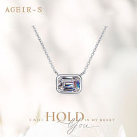 AGEIR-S เงินได้รับการรับรอง1กะรัต Moissanite เรขาคณิต Pendan สร้อยคอเครื่องประดับจัดงานแต่งงานหรูหราพรรคของขวัญวันวาเลนไทน์ Z696