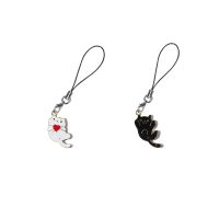 2021 New Design Hot Sales 1 Piece High Quality Metal Kawaii Cartoon Cat Phone Strap Cute Keychains Lanyard Charm Strap for Keys