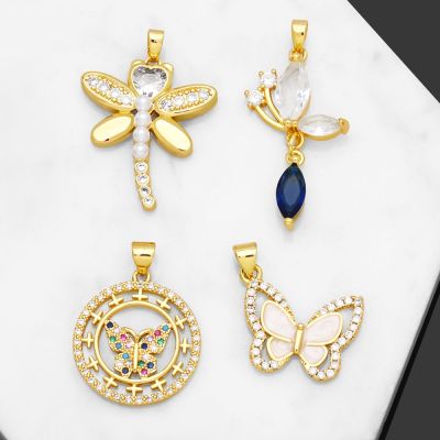 【CW】✥❄  OCESRIO Big Beads Necklace Pendant Gold Plated CZ Medal Jewelry Making Supplies pdta994