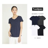 Yuedpao แท้100% ไม่ย้วย ไม่หด ไม่ต้องรีด ผ้านุ่มใส่สบายมาก เสื้อยืดเปล่า เสื้อยืดสีพื้น เสื้อยืดคอวีผู้หญิง Set basic