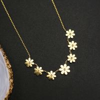 Stainless Steel 2022 New Fashion Upscale Jewelry Elegant Daisy 7 Flowers Charms Chain Choker Necklaces Pendants For Women