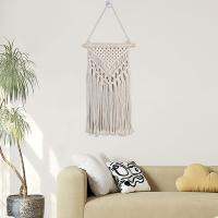 Moon ONAIR ศิลปะบนผนังทอแขวนผนัง Macrame ที่ทันสมัยพรมผ้าทอตกแต่งไม้รูปลอกโบโฮสำหรับตกแต่งอพาร์ตเมนต์งานปาร์ตี้สถานรับเลี้ยงเด็ก