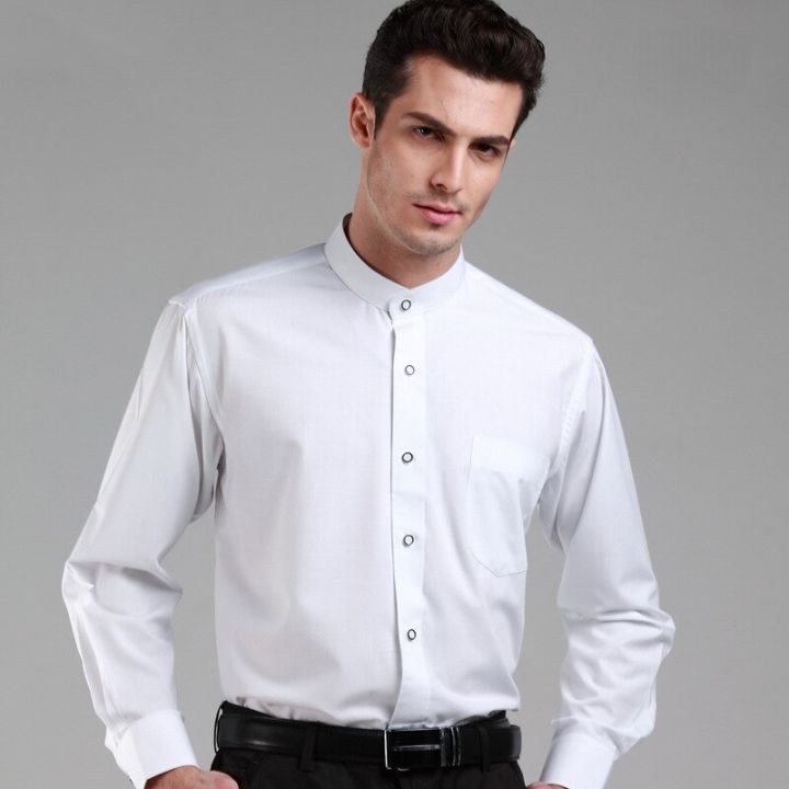 เสื้อแขนยาวคอปกแบบลำลองสำหรับผู้ชาย-22-23นักธุรกิจผู้ชายงานปาร์ตี้สไตล์จีนทึบไม่รีดคอสินค้าออกงานเสื้อเชิ้ตทางการสังคม