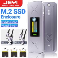 JEYI RTL9210B SATA SSD Enclosure M.2 I9X NVMe USB 3.2 GEN 2 10Gbps เคส SSD M2ภายนอกรองรับคีย์ M-Key B M พร้อมจอแสดงผล OLED