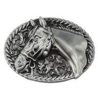 Cheapify Dropshipping Cowboys Zinc Alloy Oval 3D Carving Metal Horse Man Belt Buckle