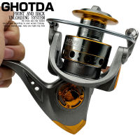 GHOTDA Fishing Spinning Reel Metal Spool 5.2:1 13BB Ball Bearings Carp Fishing Reel DC1000-7000 Wooden Handle Sea Tackle