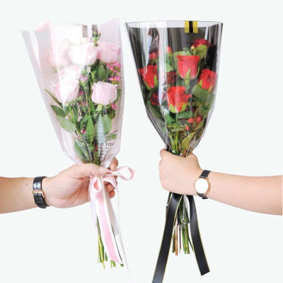 50pcs Single Rose Plastic Package Transparent Flower Bouquet Wrapping Paper Plastic Opp Bag Floral Packaging Bags Party Decor-zptcm3861