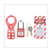 Padlocks Hasps Set, Lockout Tagout Kit Breaker Box Lock 6 Hole Design Security Tamper Proof for Industrial Equipment (1.5In/38mm Shackle)