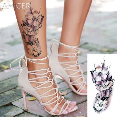 【YF】 Sexy Romantic Dark Rose Flowers Tattoo Sleeve Flash Henna Tattoos Fake Waterproof Temporary Stickers Translated
