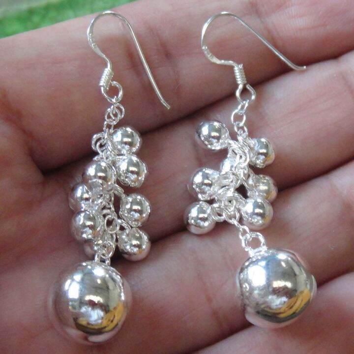 earrings-beautiful-thai-dangle-ball-sterling-silver-วงกลมห้อยสวยงาม-ห้อยตำหูเงินขาวสเตอรลิงซิลเวอรใช้สวยของฝากที่มีคุณค่า-ฺชาวต่างชาติชอบมาก