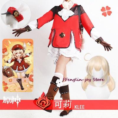 Genshin Impact Cosplay Klee Cosplay Costume Backpack Wigs Shoes Loli Party Outfit Uniform Christmas Halloween Costume Carnival