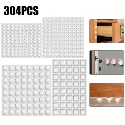 304pcs Transparent Silicone Foot Pads, Self-Adhesive Anti-Collision Particles, Cabinet Door Silent Furniture Buffer Anti-Collision Foot Pads, 4 Sizes