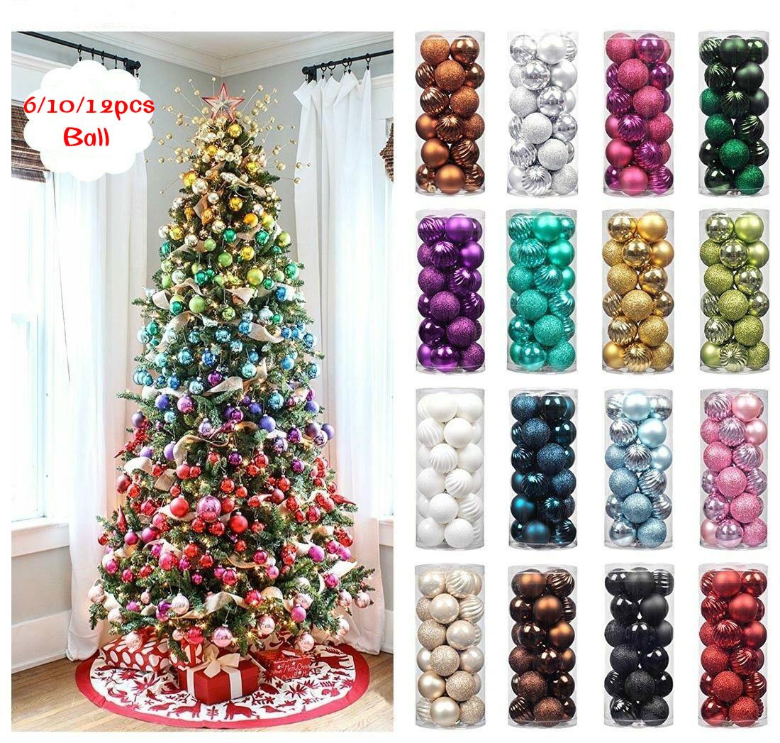 6Pcs/Set Christmas Tree Ball Snow Baubles Xmas Hanging Ornaments New Year Decor 