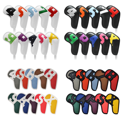【2023】10pcs Set Golf Iron Club Head Cover Sport Accessories Wedges Covers 4-9 ASPX Gradients Number Ball Rod Head Case