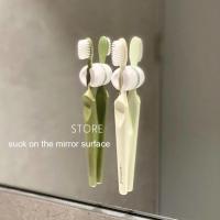 2Pcs Silicon Wall-Mounted Tooth Brush Holder Tooth Brush Storage Organizer Rack With Suction Cup Bathroom Accessories