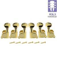 FLEOR Set of 3L3R Sealed Electric Guitar Tuning Pegs Gold Machine Head Tuners Gear Ratio 1:15