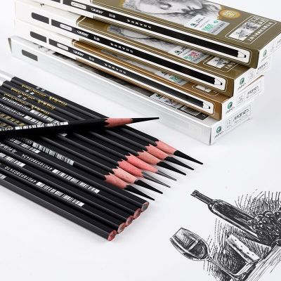 12 Pcs/box Pencil Sketch Charcoal Pen for Beginners To Go Out To Sketch Professional Soft and Medium Hard Art Painting Pen