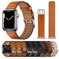 สายหนังแฟชั่นสำหรับ apple watch series 7 6 5 4 3 2 1 se 41mm 45mm watch band for iwatch 8 ultra double buckle strap 38 42mm 40 44mm 49mm band accessories