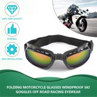 Folding Vintage Motorcycle Glasses Windproof Dustproof Ski Goggles Off Road Racing Eyewear Adjustable Elastic Band 3 Options