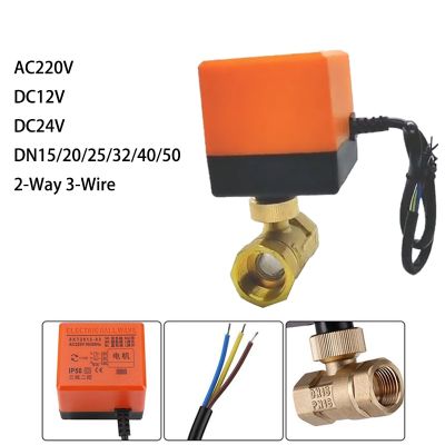 วาล์วลูกสูบไฟฟ้าทองเหลือง Ac 220V DC 12V วาล์วน้ำโซลินอยด์2ทาง3สายพร้อมตัวกระตุ้น DN15/DN20/DN25/DN32