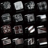 【hot】 Fashionable brand French black cuff button quality cuff-links business wedding for men