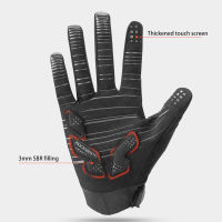 ROCKBROS ถุงมือขี่จักรยาน windproof Breathable Men Full Finger MTB ถุงมือ Anti-SLIP จักรยาน shock-absorbing