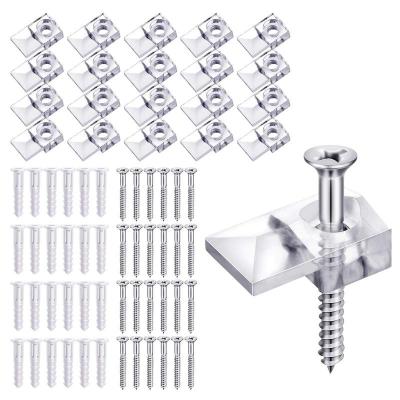 Mirror Mounting Clips Lightweight Mirror Wall Mount Clips 20 Sets Mirror Hanging Kit Mounting Hardware For Fixing Glass Cabinet Furniture Protectors R