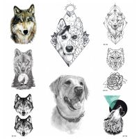 25 Pattern Tattoo Temporary Stickers Women Body Art Painting Waterproof Tatoos 3D Geometry Labrador Dog Fake Tatoo Supplies