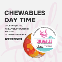 กัมมี่ เยลลี่ 555  Homemade Happy Gummies C-Bee-Dee Chewables - Sativa Flavors, Pineapple/Strawberry Local Boys 25 grams