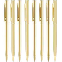 8 Pack Gold Slim Ballpoint Pens Black ink Medium Point(1 mm), Nice Gift for Wedding Business Office Students Teachers Christmas