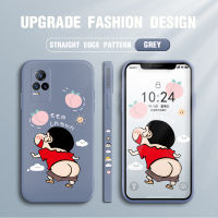 เคสโทรศัพท์สำหรับ Vivo V21E V21 4G V21 5G V20 2021ปลอกใหม่การ์ตูน Crayon Shin-Chan ออกแบบด้านข้างออกแบบเคสโทรศัพท์ขอบสี่เหลี่ยมรูปแบบ Liquid ปลอกซิลิโคนคลุมทั้งหมดกล้องเคสป้องกันทนแรงกระแทก