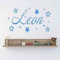 Custom Name Wall Decals Personalised Name With Stars Vinyl Wall Art Sticker For Nursery DIY Kids Baby Bedroom Wall Decor L200 Stickers