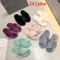 Winter Fur Slippers Women Home Faux Fur Furry Slides Fashion Black Flip Flops Women Soft Cozy Warm Flats Ladies Luxury Shoes