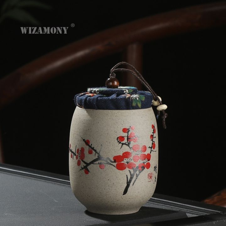 high-end-cups-1ชิ้น-wizamony-ขวดชาแคดดี้สำหรับ-puer-เครื่องปั้นดินเผาดิบอูหลงชาจีนพอร์ซเลนขวดเซรามิกชากระป๋องกังฟูการจัดเก็บหน้าอก