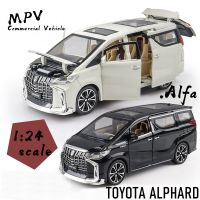 TOYOTA ALPHARD โมเดลรถเหล็ก ของเล่นของสะสม รถจำลองเสมือนจริง เปิด-ปิดประตูได้ มีไฟหน้า-ท้าย พร้อมเสียง วิ่งไว้ PULL BACK