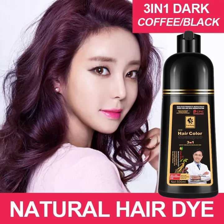 500ml Plant Black hair dye shampoo Fast covers white hair easy to wash Dark  coffee hair dye shampoo | Lazada PH