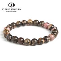 JD Natural Stone Black Line Red Rhodochrosite Beads Bracelet Women Charms Yoga Meditation Amulet Strand Bangles Vintage Jewelry