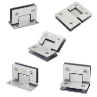 Stainless Steel Frameless Glass Nickel Brush Door Hinge 90 Degrees of Bathroom Clamp Bathroom Folding Glass Clip Package Mail Door Hardware  Locks