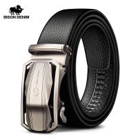 BISON DENIM Brand Mens Belt Genuine Leather Male Belts Male Automatic Buckle Casual Business Men Belt Strap 3.4 Width N71283