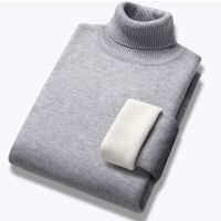 Winter Thick Fleece Turtleneck Sweater Solid Color Casual Slim Long Sleeve Warm Knit Sweater Classic Shirt Pullovers