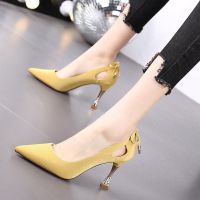 Marlisasa Women Fashion Yellow High Quality Pu Leather Stiletto Heels for Office Lady Party Sexy Heel Shoes Zapatos Dama F6043