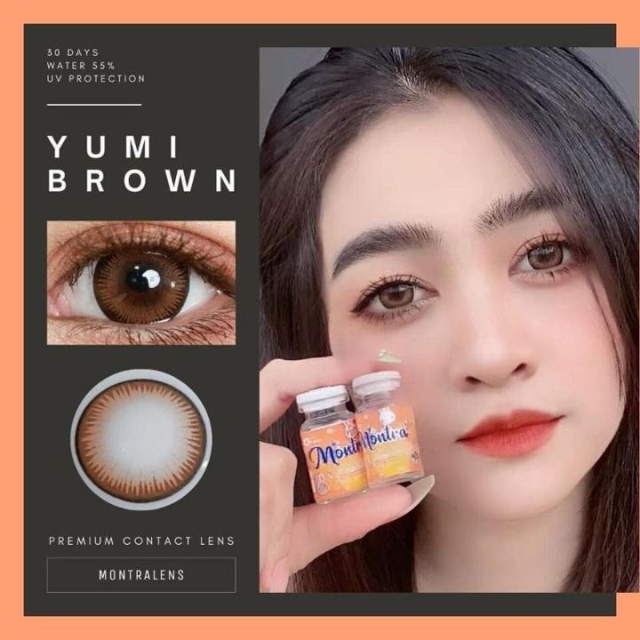 พร้อมส่งคอนแทคเลนส์รุ่น-yumi-gray-brown-บิ๊กอายตาโต-montra-lens