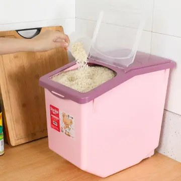 Airtight Rice dispenser rice storage container with wheels 10KG Kotak  Simpanan Beras