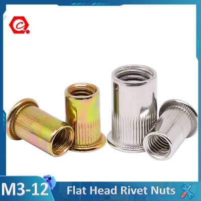 2/5/10/20Pcs 304 Stainless Steel Flat Head Rivet Nuts Insert Rivnut Nutsert M3 M4 M5 M6 M8 M10 M12