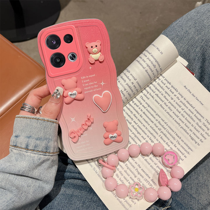 เคสนิ่ม-tpu-3มิติสำหรับ-oppo-reno-8-pro-เคส-oppo-reno-8pro-เคสแฟชั่นแบบพรีเมี่ยมไล่ระดับสี3d-แบบหัวใจหมีเคสป้องกัน