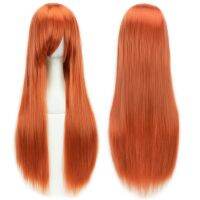 Soowee 30 Colors 32 Inch Long Straight Women Party Hairpiece Heat Resistant Synthetic Hair Orange Pink Cosplay Wig