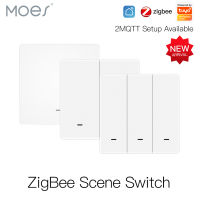 MOES Tuya ZigBee ไร้สาย9ฉากสวิทช์ปุ่มกดแบตเตอรี่ขับเคลื่อนส่งสัญญาณสมาร์ทชีวิต App อัตโนมัติ23แก๊ง