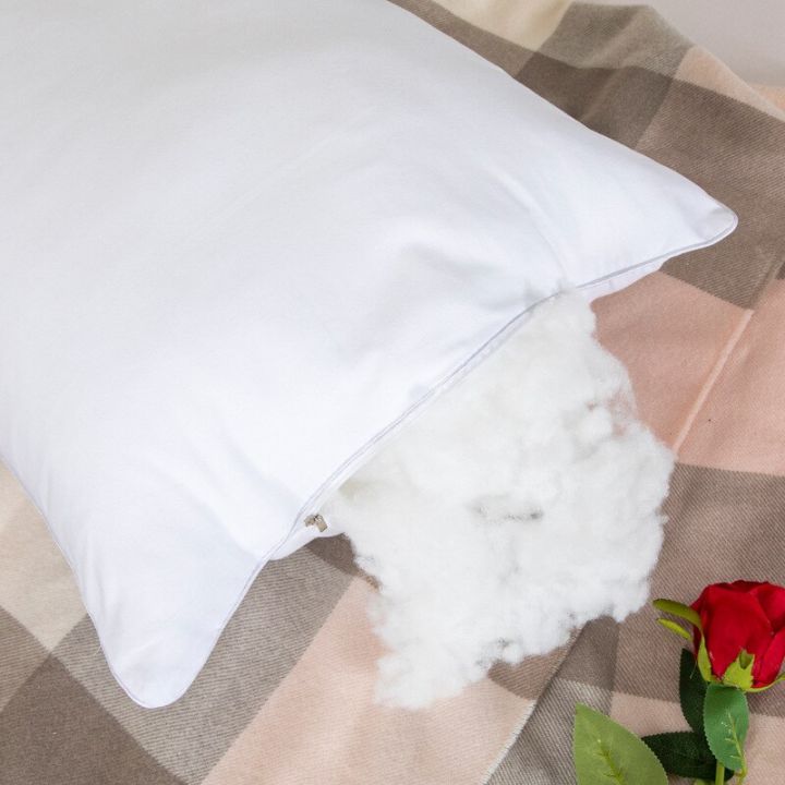 หมอนคอตตอน100-เตียงนอนห้องนอนนอนหมอนรองคอหมอนแกนกลางสูงฝ้าหนาผ้าคลุมผ้านวมการซักด้วยเครื่องสีขาว