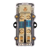 Power Distribution Block (2 Way) 4/8 AWG Gauge Fuse Holder Distribution Block 4 Gauge in to (2) 8 Gauge Out