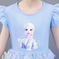 Frozen 2 kids Girl Multi-layer Sequins Casual Princess Dresses Kids Princess Birthday Party Dresses